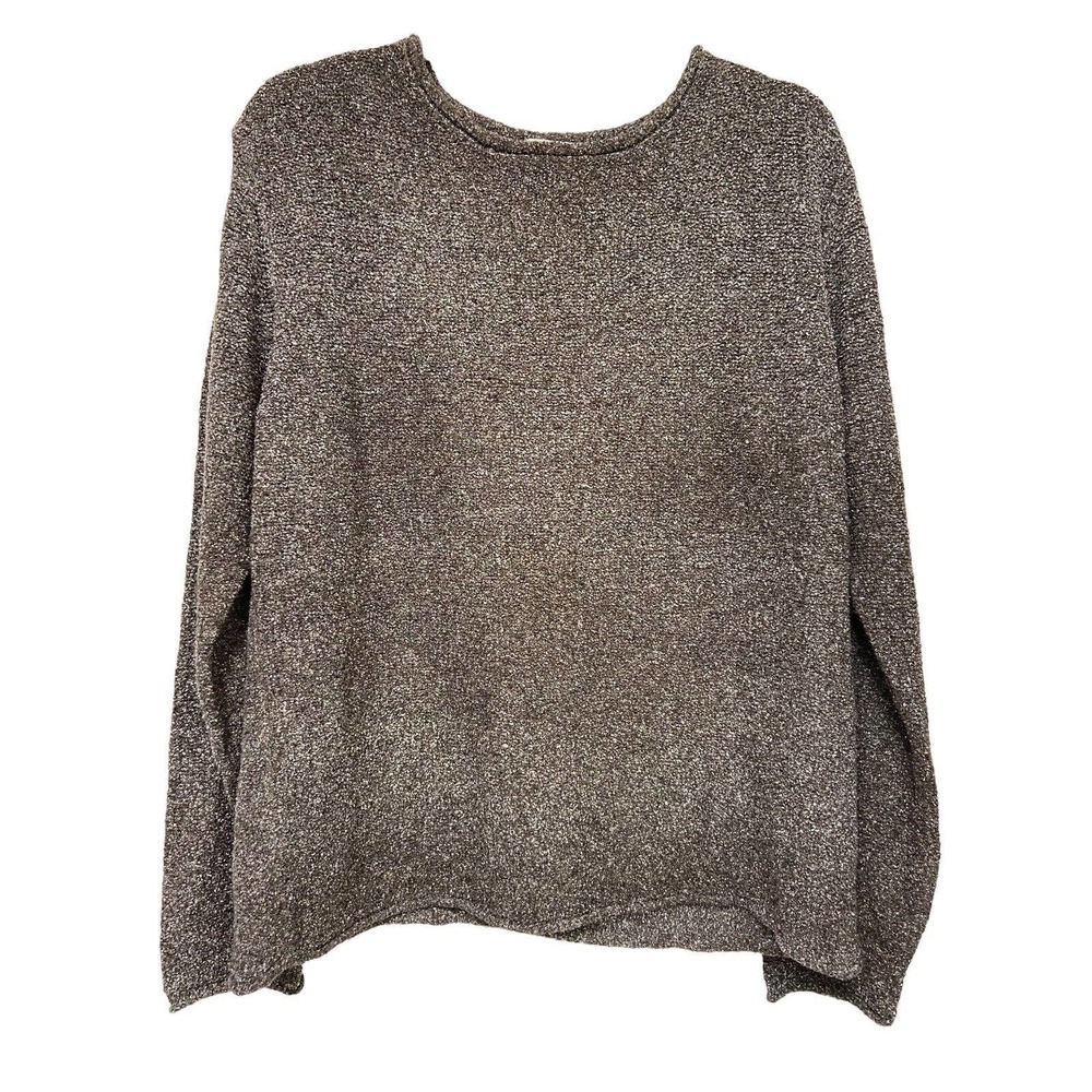 Columbia Women's Large Gray Brown Marled Knit Twisted Yarn Pullover Sweater